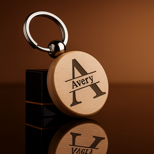 KEYRA Personalized Monogram Wooden Keychain