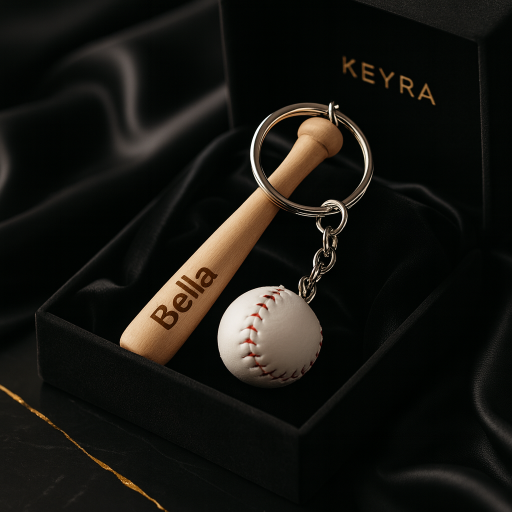 KEYRA Luxe Personalized Baseball Bat Keychain