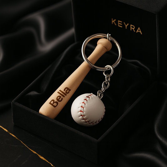 KEYRA Luxe Personalized Baseball Bat Keychain